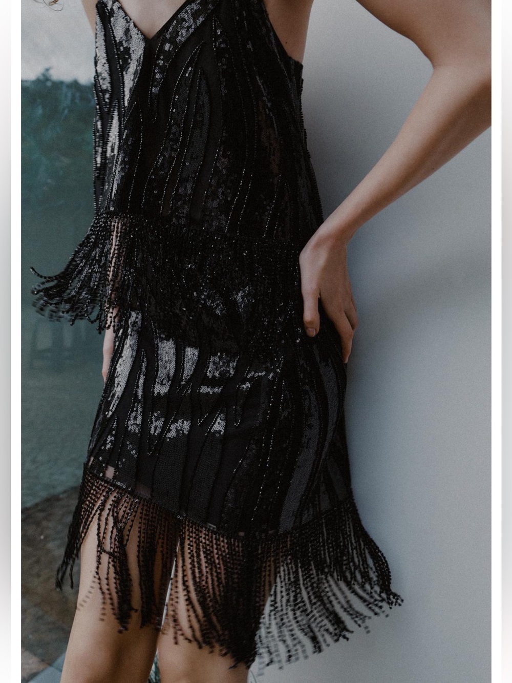 Zara Black Sequin Fringe Mini Skirt - Picture 3 of 9